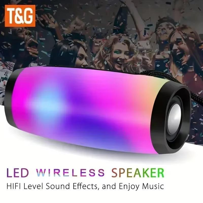 T&G Portable Wireless Speaker, 1 Count Rechargeable LED Light Speaker with Handle, Wireless Subwoofer Speaker for Outdoor Camping, Audio - 3